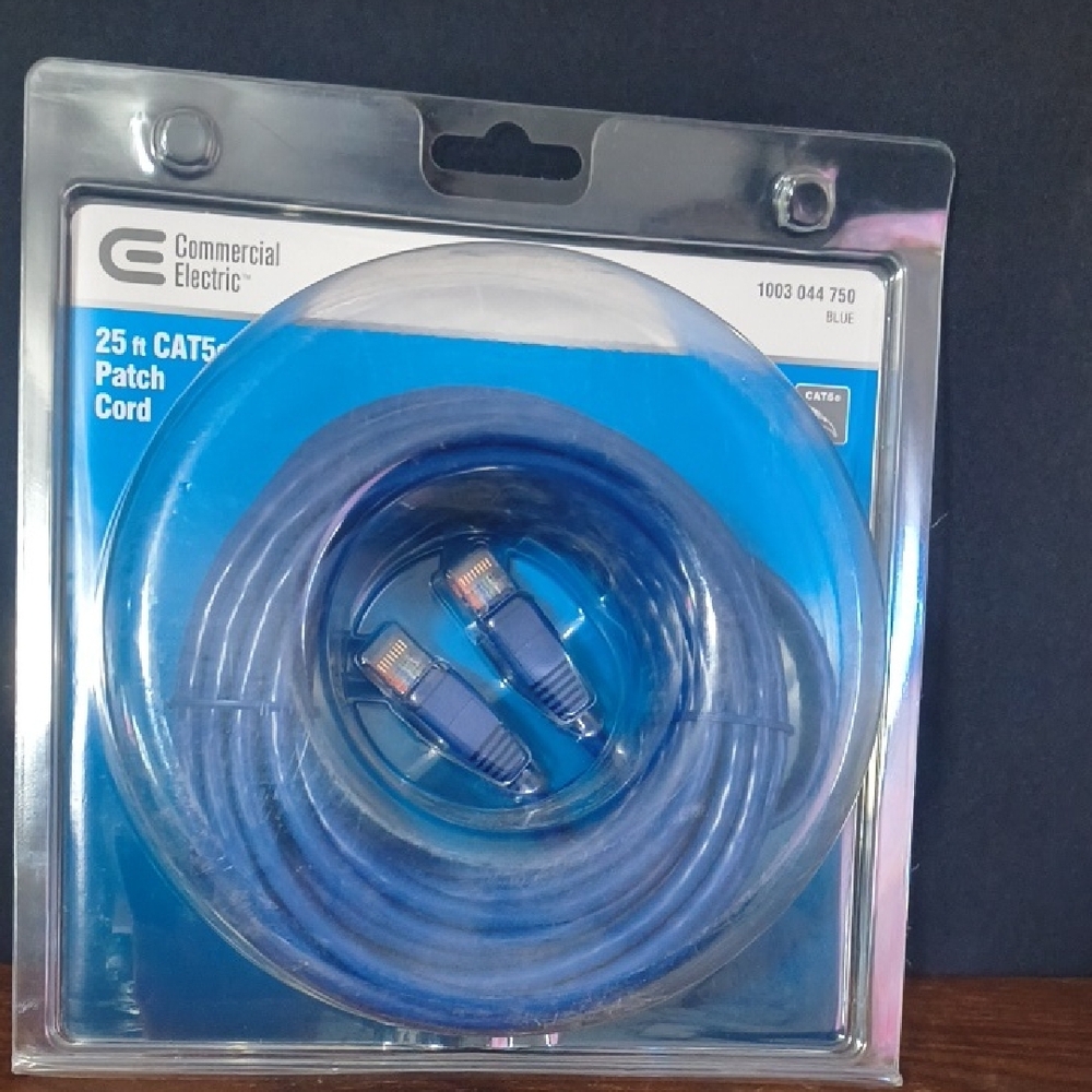 Commercial Electric Blue CAT5e Patch Cord  1003 044 750  25 ft